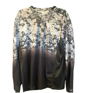 Huk Performance Long Sleeve Shirt Mens Large Gray Camo Fishing Outdoor Top